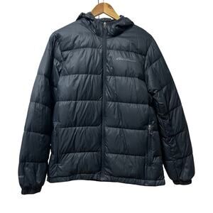 Eddie Bauer Mens 650 Down Wide Channel Hooded Puffer Jacket Size M Gray Packable